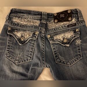 Y2K Miss Me skinny jeans bling sequin flap pockets